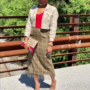 Olive Green Fringe skirt